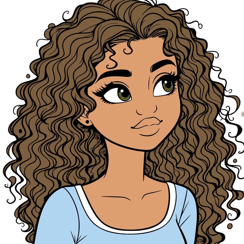 realistic girl with curly hair