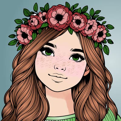 realistic girl with flower crown