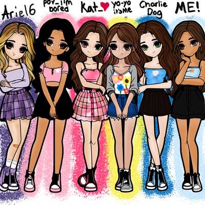 a group of girls realistic