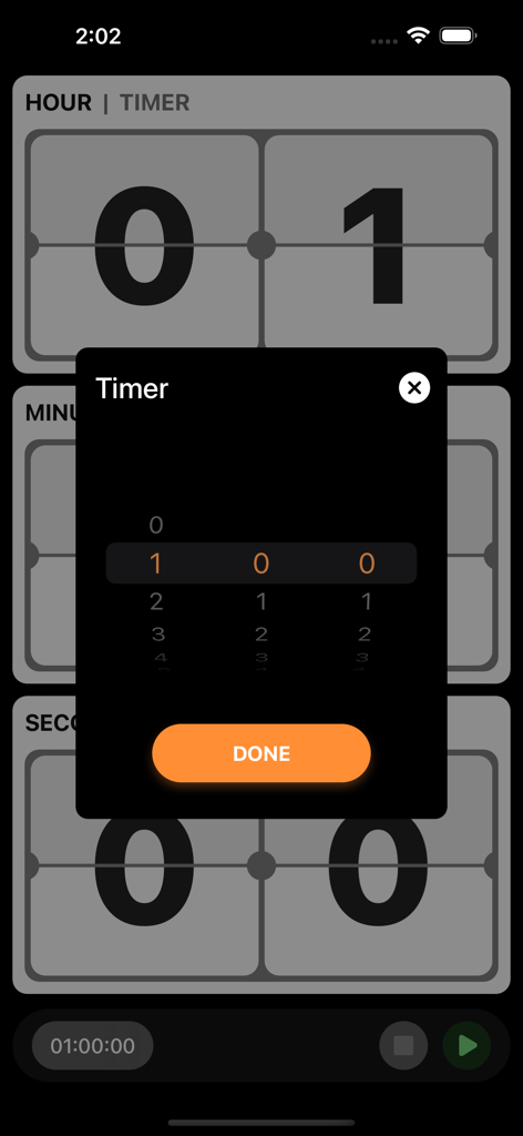 FlipClock: Always On Display - Countdown timer settings in the FlipClock aesthetic productivity app