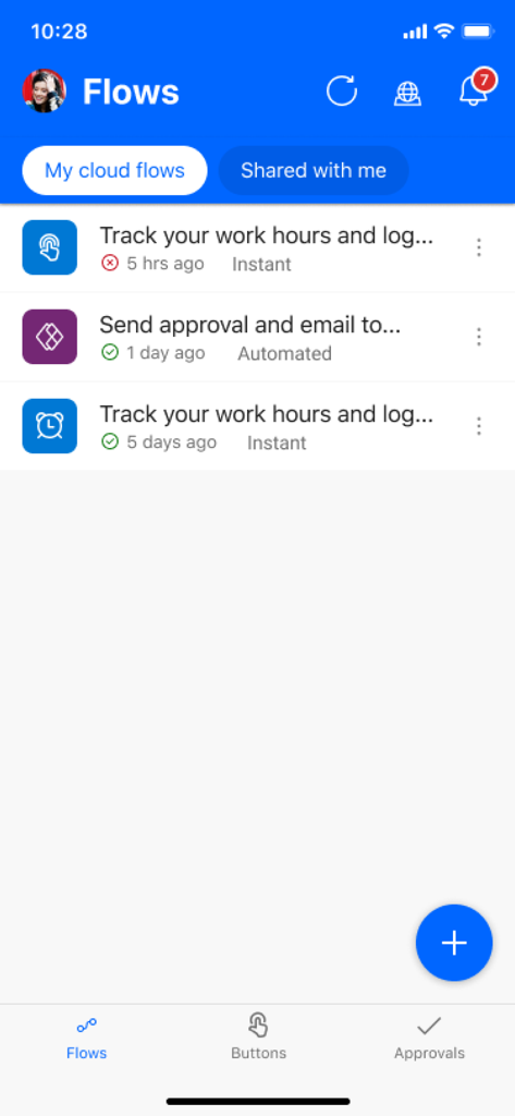 Power Automate - Microsoft Power Automate app dashboard displaying a list of automated workflows and cloud flows