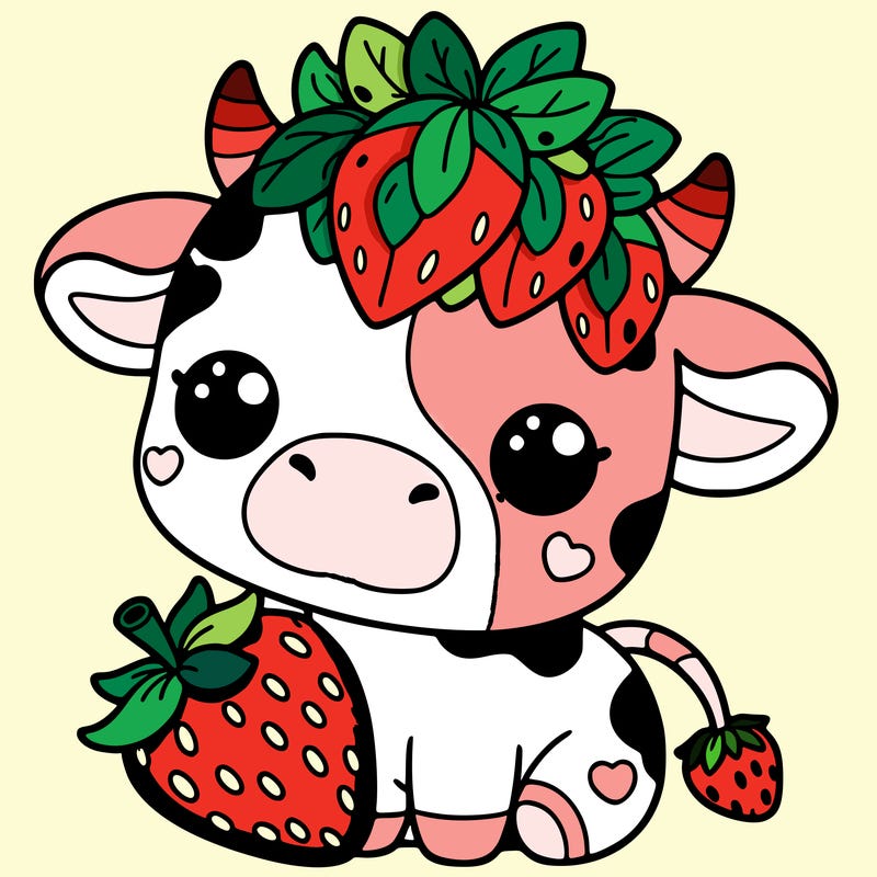 cute strawberry cow