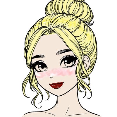 realistic pretty girl with hair in bun