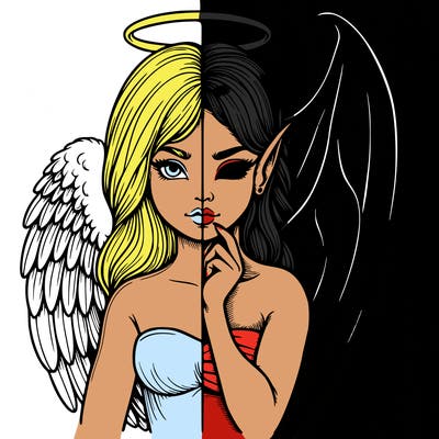 realistic angel half demon
