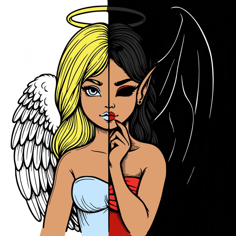 realistic angel half demon