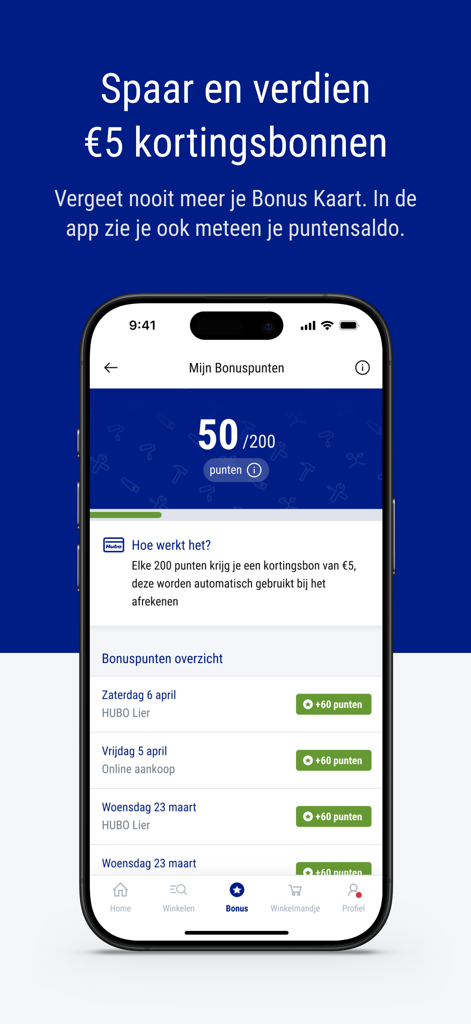 Hubo - Hubo app dashboard showing loyalty points balance and history for DIY rewards