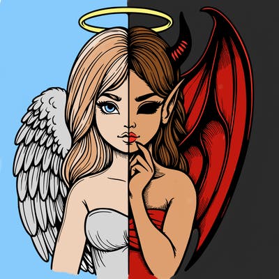 realistic angel half demon