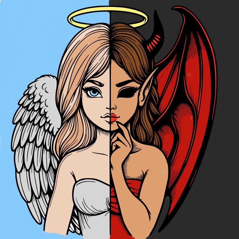 realistic angel half demon