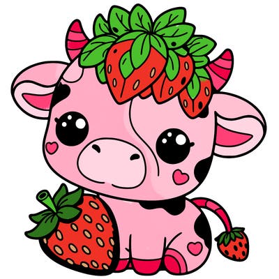 cute strawberry cow