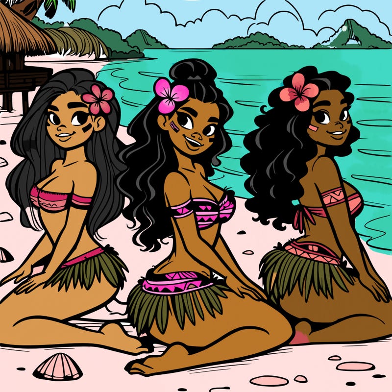 polynesian girls at the beach