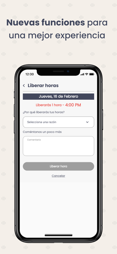 UbyCall - Smartphone screen showing the UbyCall app interface for releasing scheduled work hours