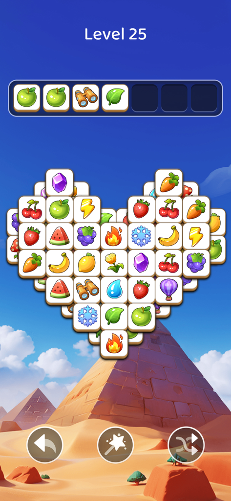 Um quebra-cabeça de combinação de peças em forma de coração contra um fundo de pirâmide egípcia antiga