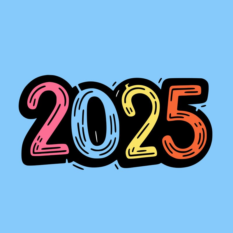 one line scrawled numbers sketch design “2025”