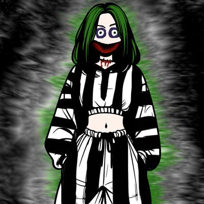 realistic girl faceless with baggy pants and a crop top