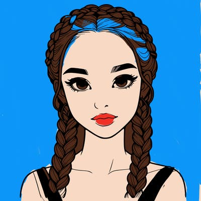 realistic girl with braids