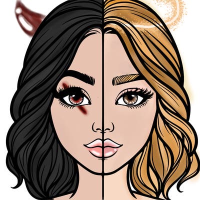 realistic girl split half