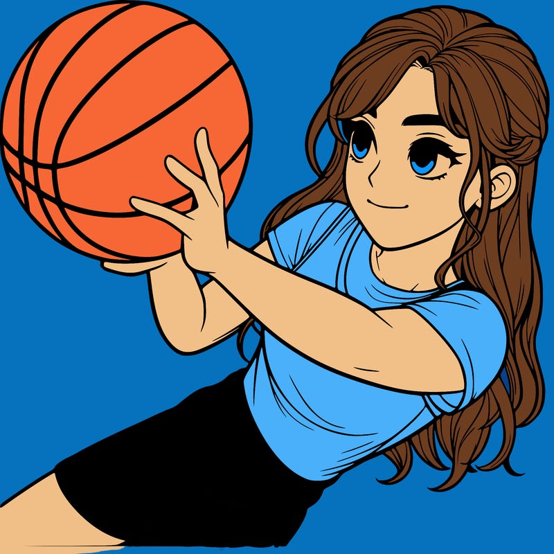 realistic girl playing basketball