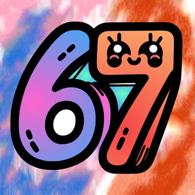 the numbers 67
