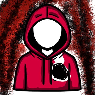 a person with non face waering a hoodie with a small triangle symbol