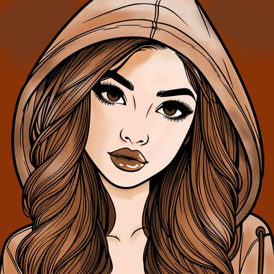 realistic beautiful girl with a hood on