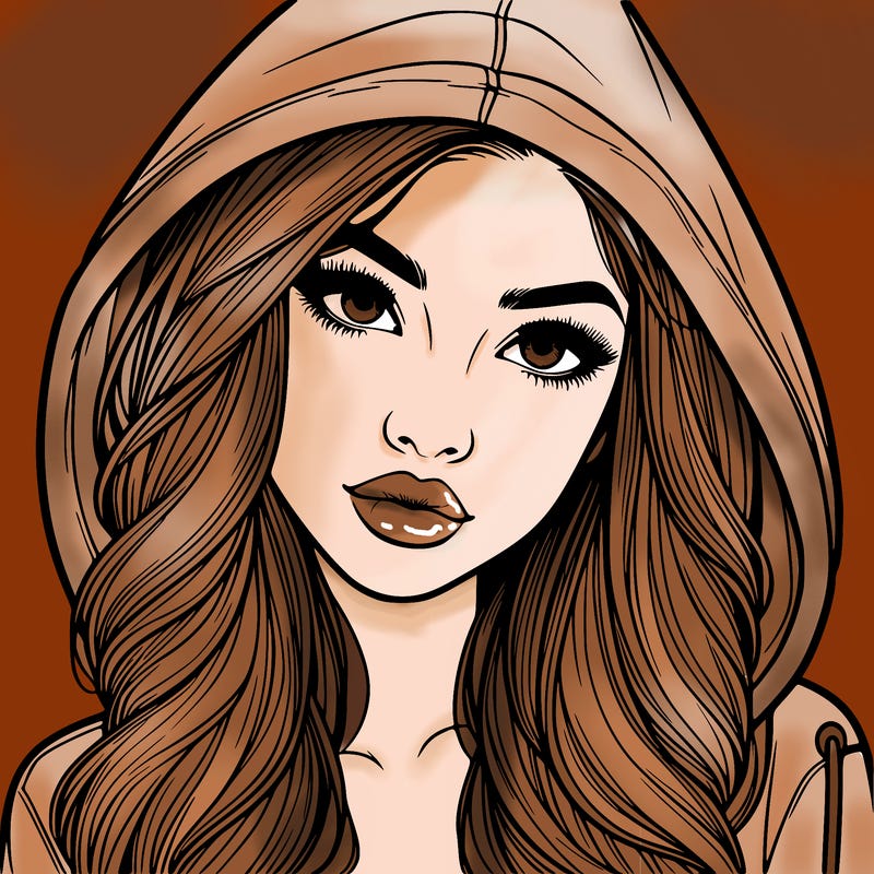 realistic beautiful girl with a hood on