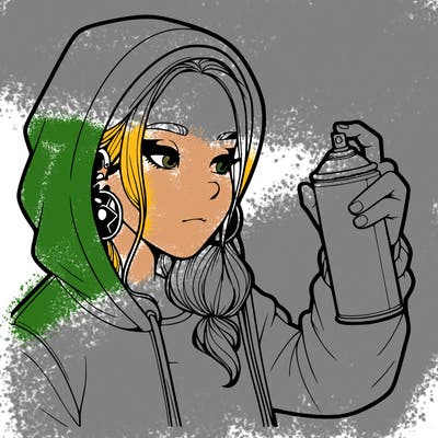 a realistic girl, spray painting