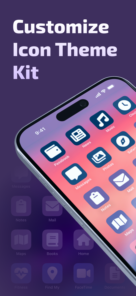 iPhone home screen featuring customized blue and white aesthetic app icons