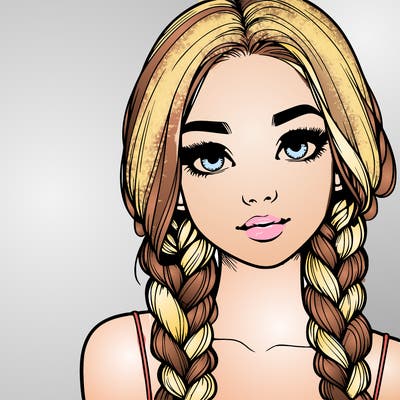 realistic girl with braids