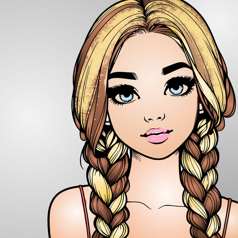 realistic girl with braids