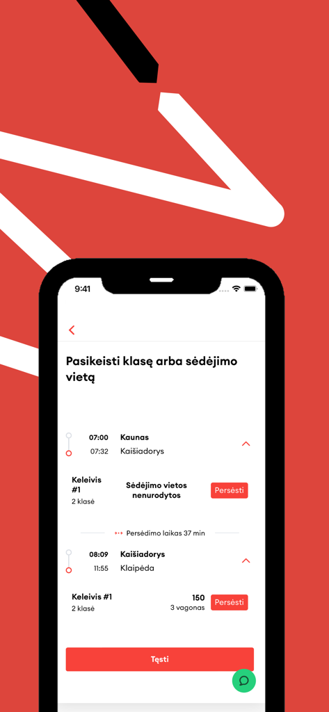 LTG Link - Interface de l'application mobile LTG Link pour la gestion des billets de train et la sélection des sièges