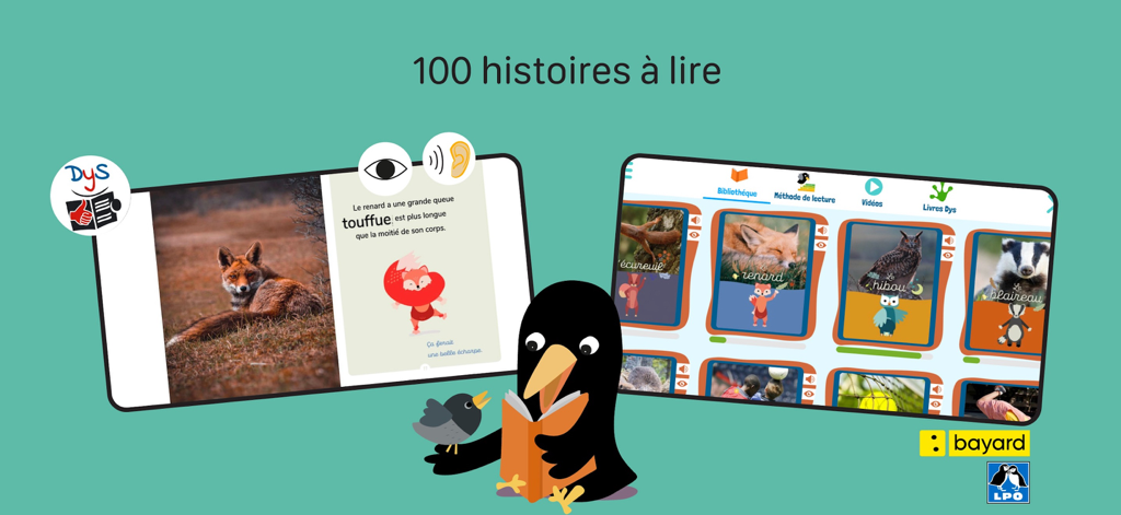 Corneille : reading in French - Corneille app interface showcasing a library of 100 French stories for children