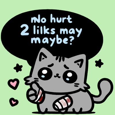 cute cat thats been hurt saiying 2 likes maybe