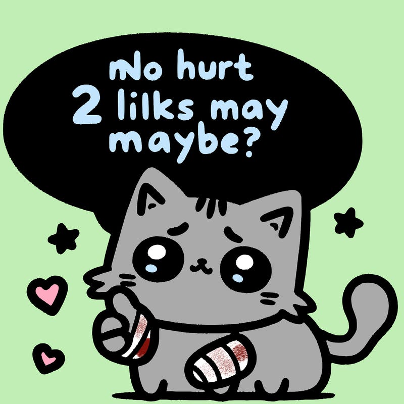 cute cat thats been hurt saiying 2 likes maybe
