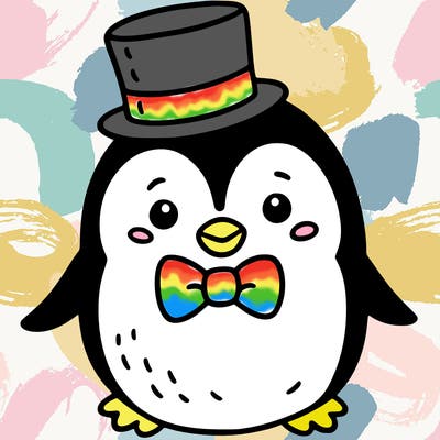 penguin with a top hat and bow tie