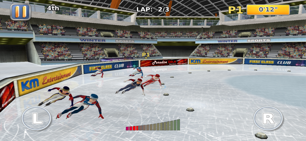 Speed skating race gameplay in Athletics 2 Winter Sports Pro