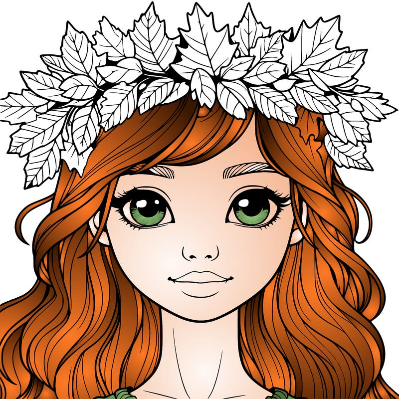 realistic girl with fall leaf crown