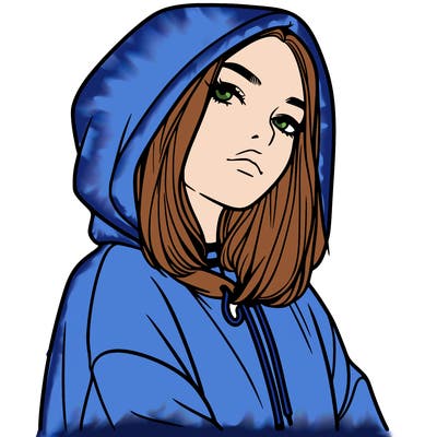a realistic girl in a hoodie