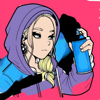 a realistic girl, spray painting