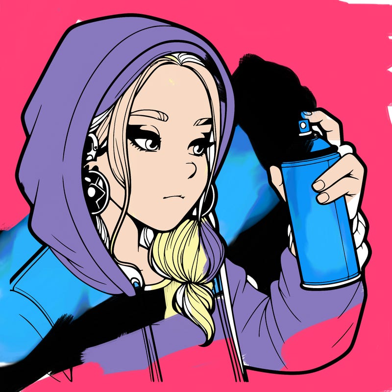 a realistic girl, spray painting