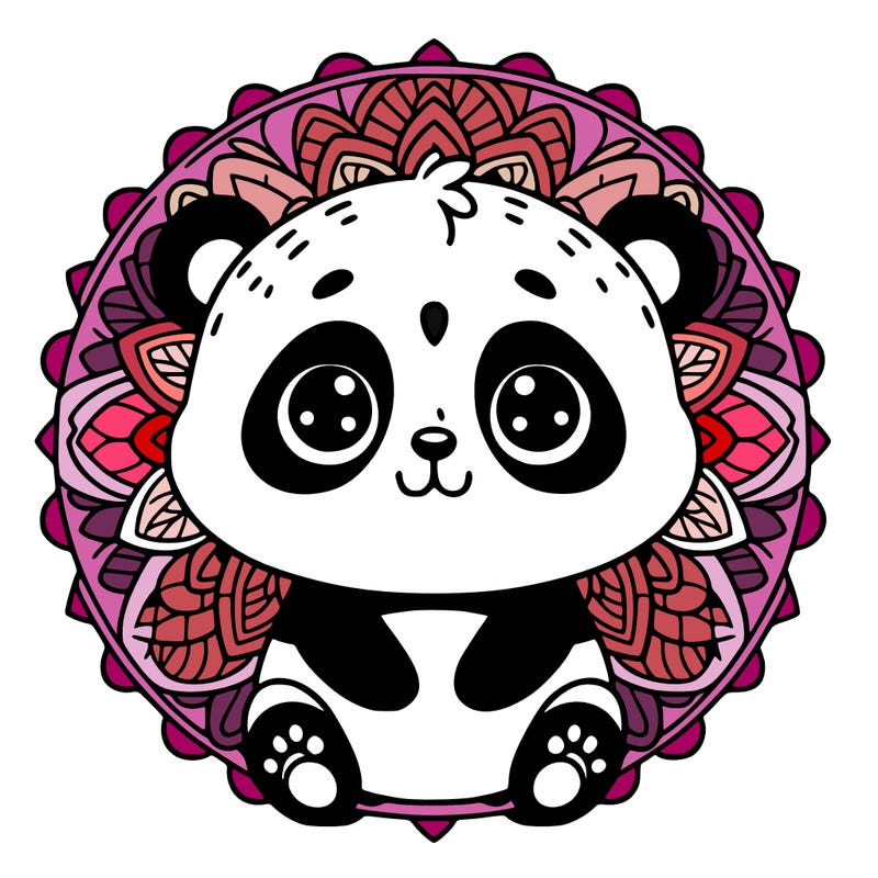 cute baby panda animal mandala