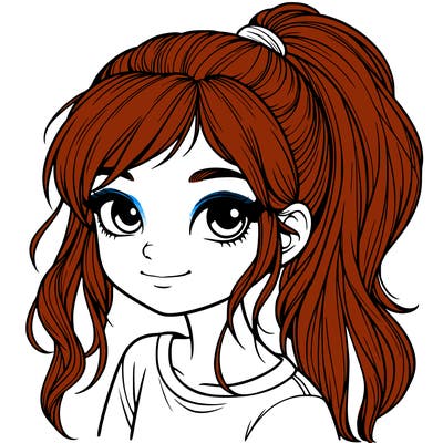 realistic girl with ponytail