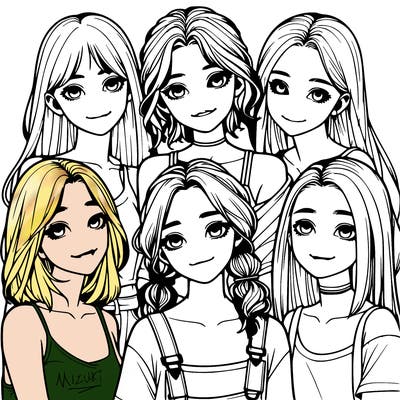 a group of girls realistic