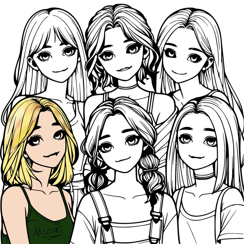 a group of girls realistic