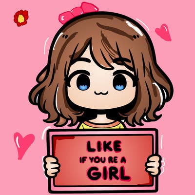 a cute girl holding a sign that says like if you’re a girl