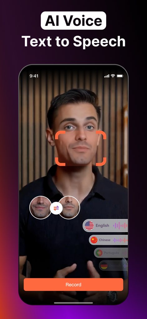 Virbo app interface for AI voice text to speech and lip syncing