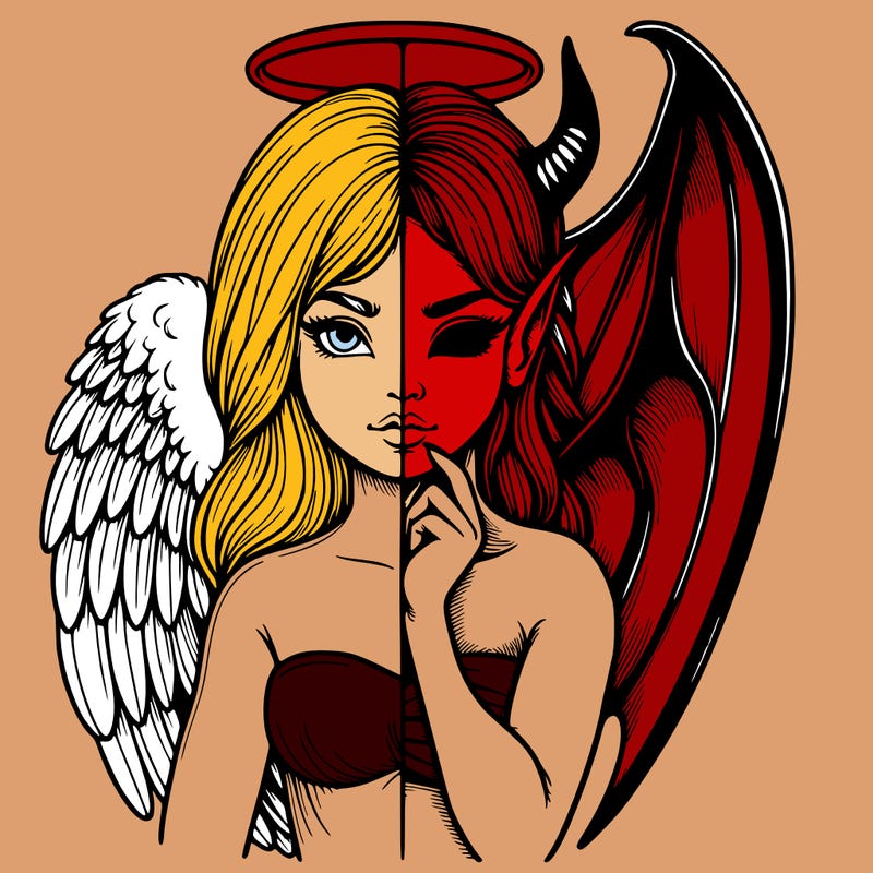 realistic angel half demon