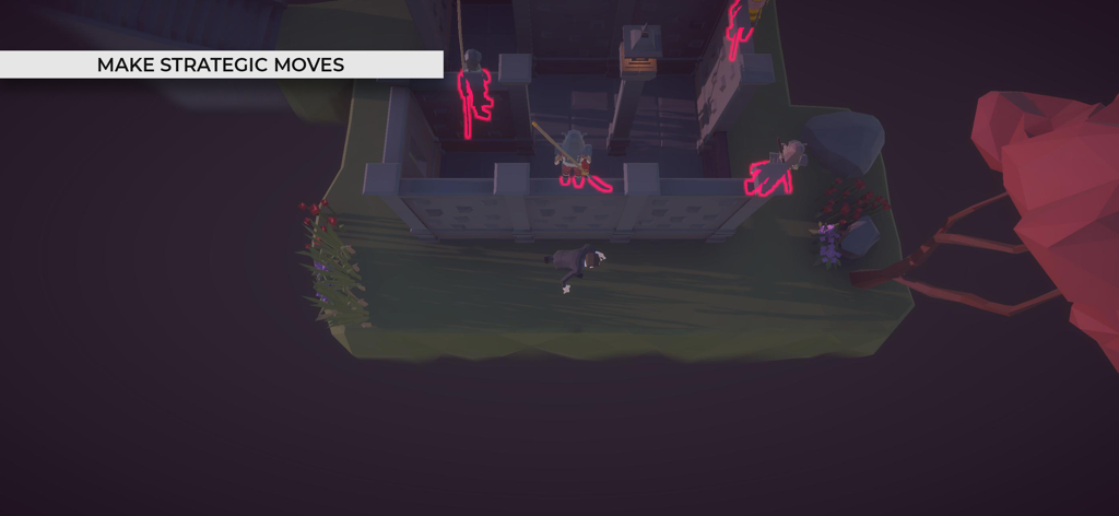 Agent Al - Agent Al sneaking past guards in a top-down tactical puzzle game level