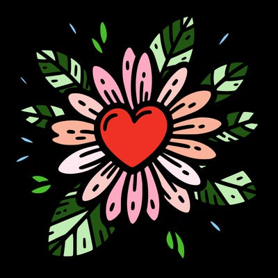 a flower, but instead of the middle being a circle making a heart.