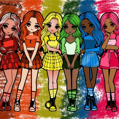 a group of girls realistic