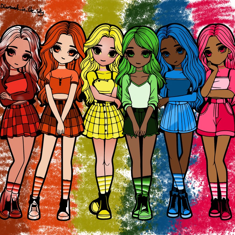 a group of girls realistic